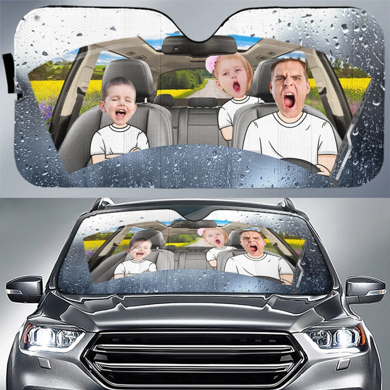 Personalisierter Frontscheiben-Sonnenschutz mit Photo – Geschenke für Mann, Frau, Familie – Fahren, lachen, genießen