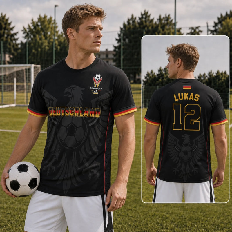 Personalisiertes Allover bedrucktes T-Shirt – Geschenk für Fußballfans, Sportfans – Mein Herz schlägt für Fußball