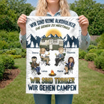 Personalisierte Flagge – Geschenk für Camper & Campingpaare – Lagerfeuer, Freunde & Bier