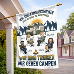 Personalisierte Flagge – Geschenk für Camper & Campingpaare – Lagerfeuer, Freunde & Bier