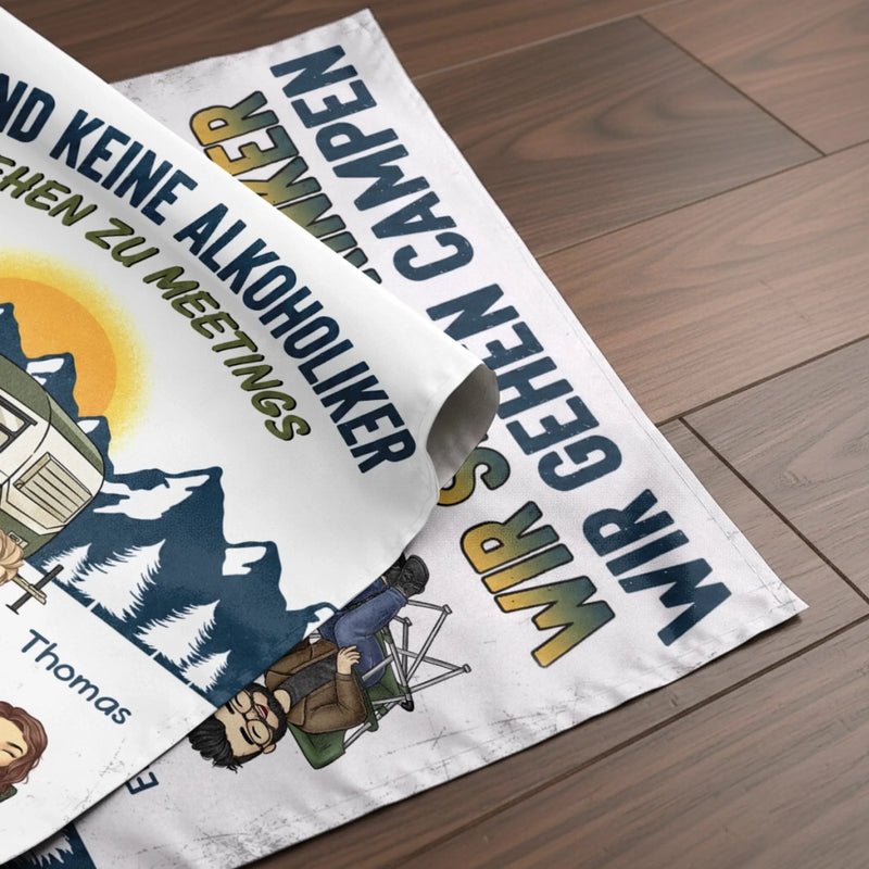 Personalisierte Flagge – Geschenk für Camper & Campingpaare – Lagerfeuer, Freunde & Bier
