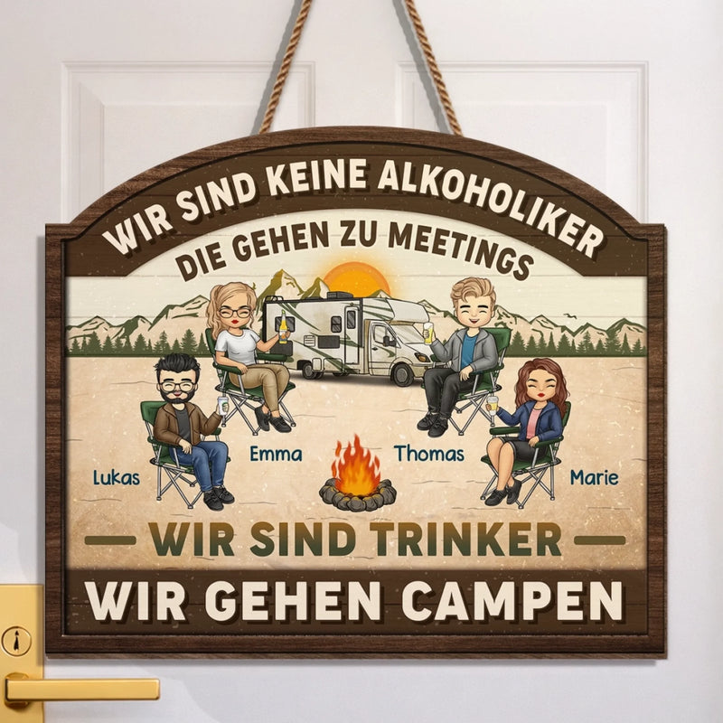 Personalisiertes Holzschild – Geschenk für Camper & Campingpaare – Willkommen auf unserem Campingplatz