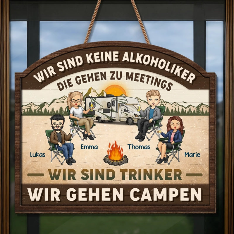 Personalisiertes Holzschild – Geschenk für Camper & Campingpaare – Willkommen auf unserem Campingplatz