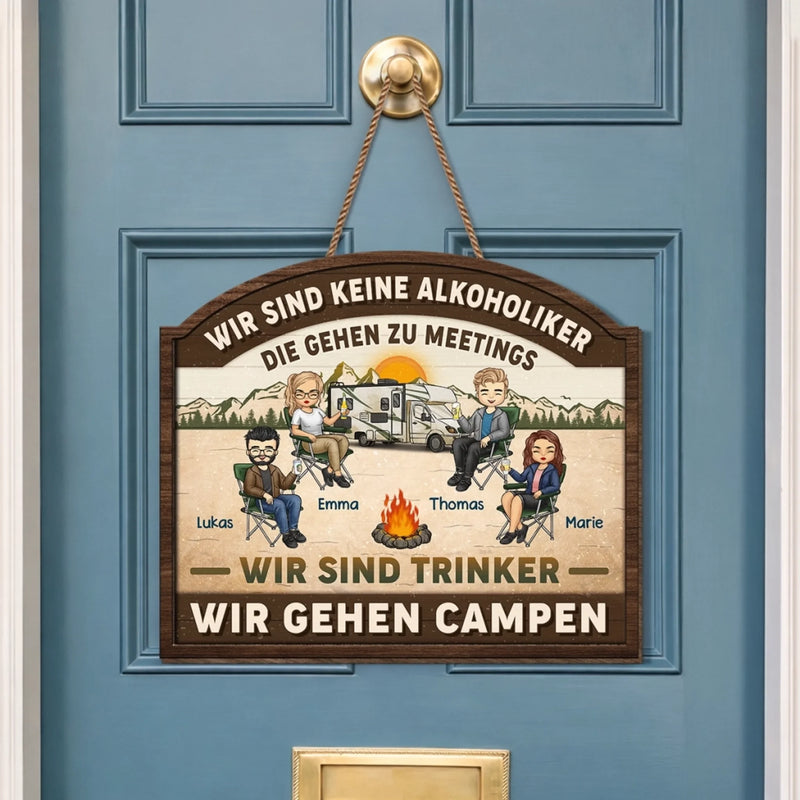 Personalisiertes Holzschild – Geschenk für Camper & Campingpaare – Willkommen auf unserem Campingplatz