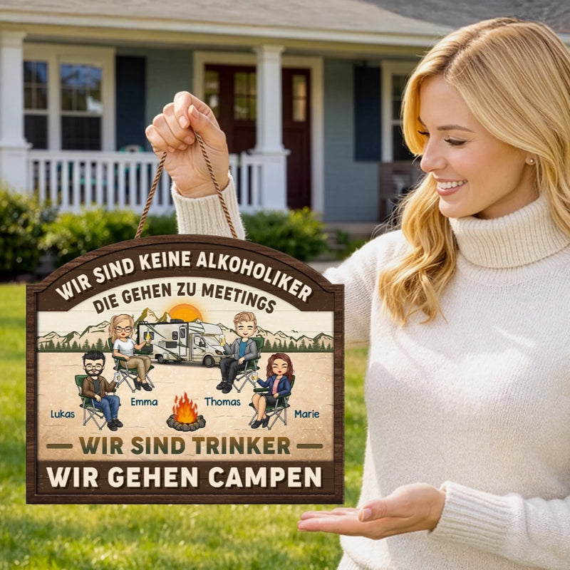 Personalisiertes Holzschild – Geschenk für Camper & Campingpaare – Willkommen auf unserem Campingplatz