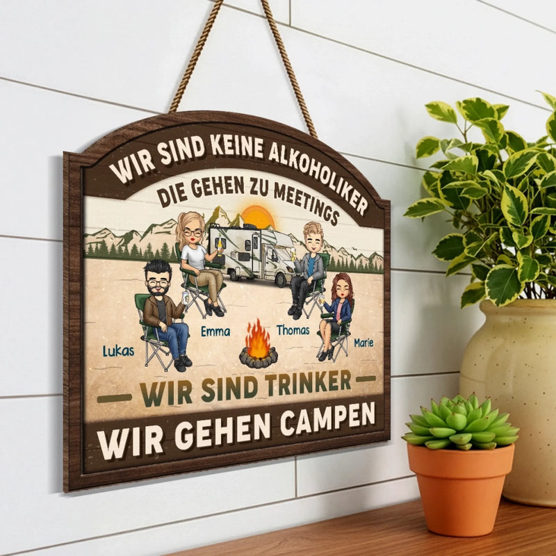 Personalisiertes Holzschild – Geschenk für Camper & Campingpaare – Willkommen auf unserem Campingplatz
