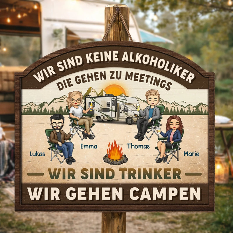 Personalisiertes Holzschild – Geschenk für Camper & Campingpaare – Willkommen auf unserem Campingplatz