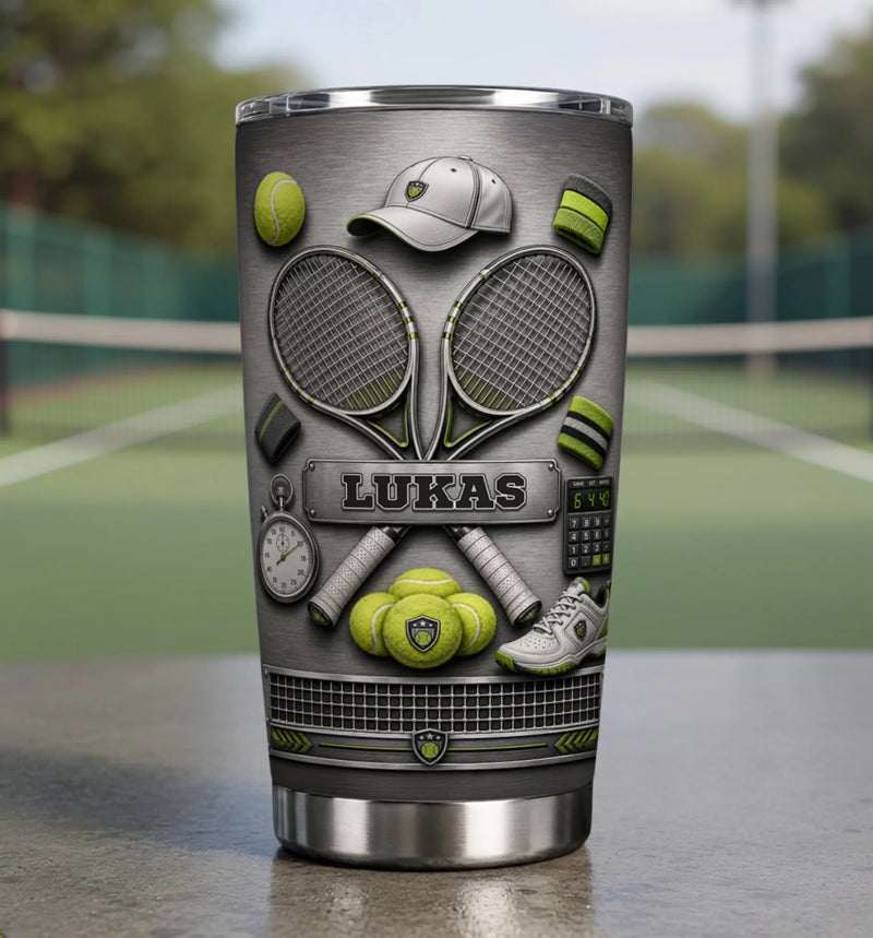 Personalisierter Becher mit 3D-Effekt – Geschenk für Tennisfans, Sportfans – König des Courts
