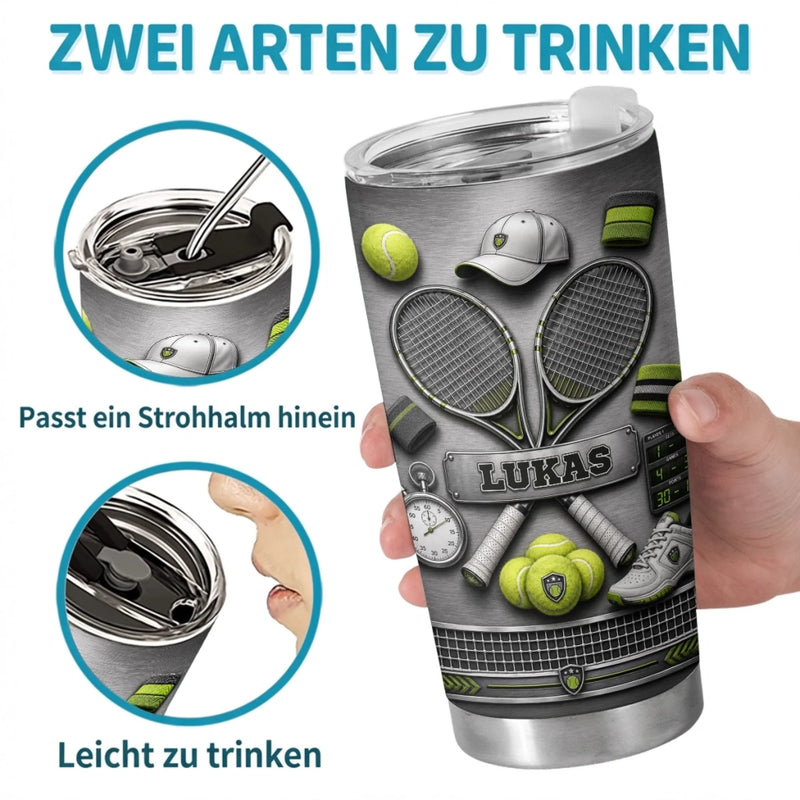 Personalisierter Becher mit 3D-Effekt – Geschenk für Tennisfans, Sportfans – König des Courts