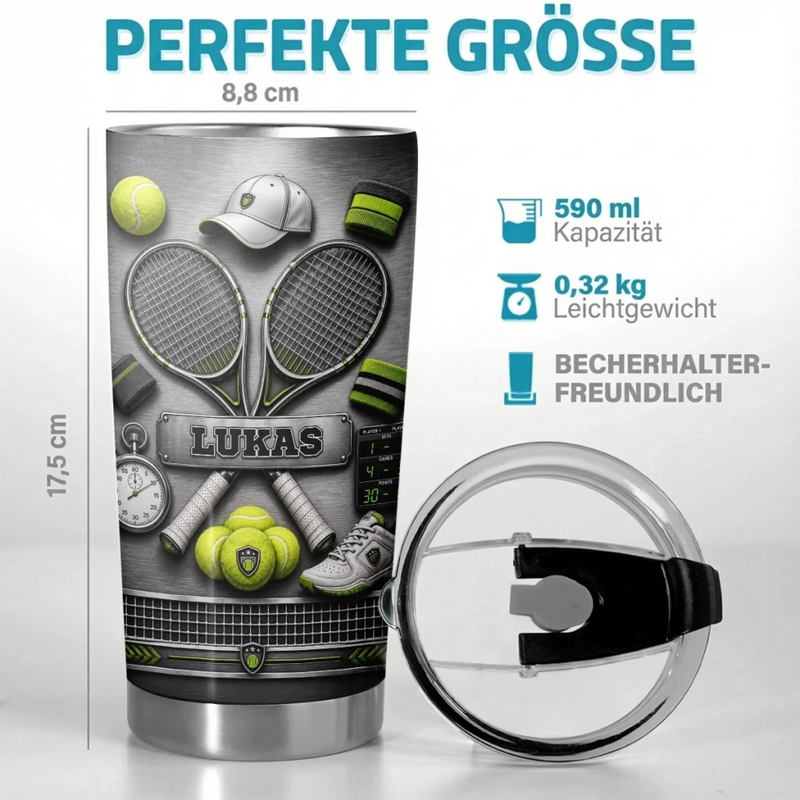 Personalisierter Becher mit 3D-Effekt – Geschenk für Tennisfans, Sportfans – König des Courts