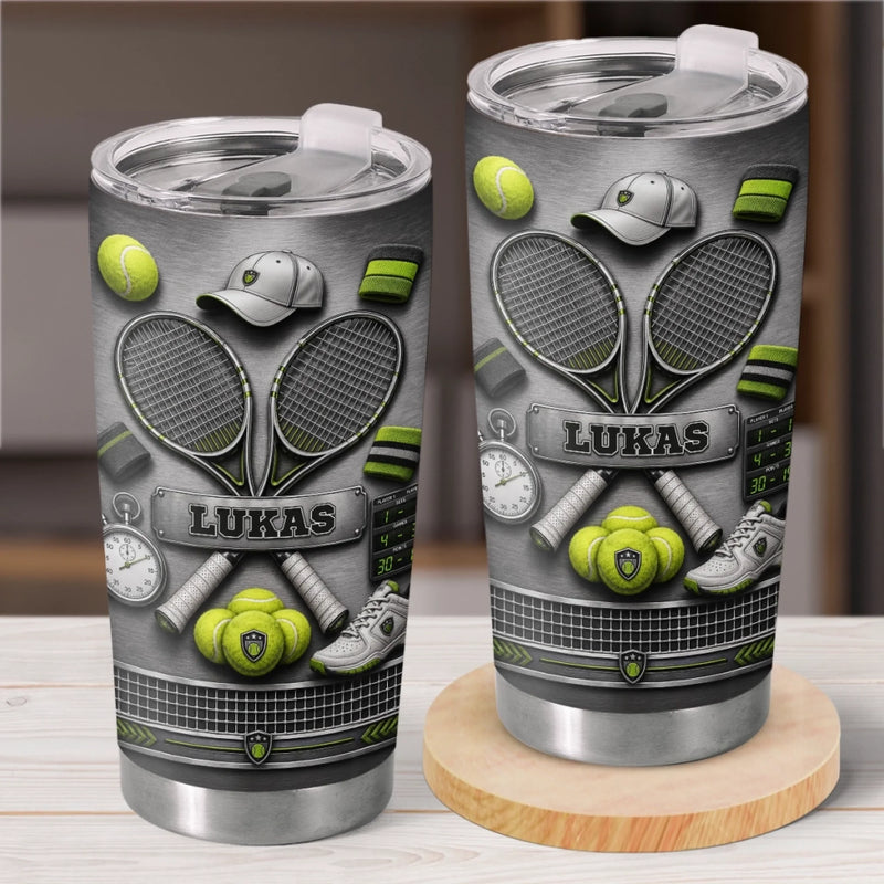 Personalisierter Becher mit 3D-Effekt – Geschenk für Tennisfans, Sportfans – König des Courts