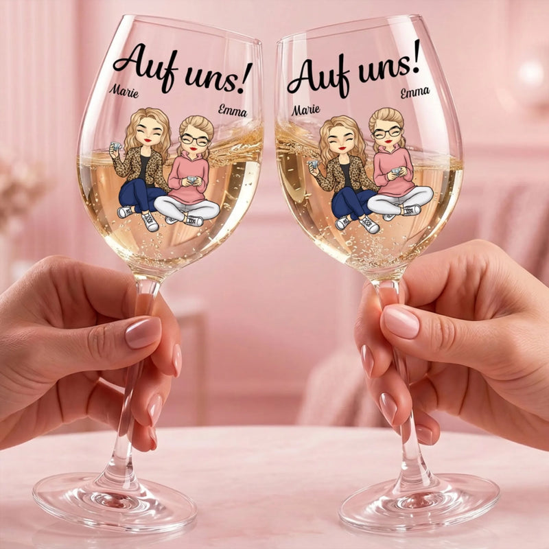 Personalisiertes Weinglas – Geschenk für Schwestern, Freundinnen – Mit Dir Ist Alles Besser