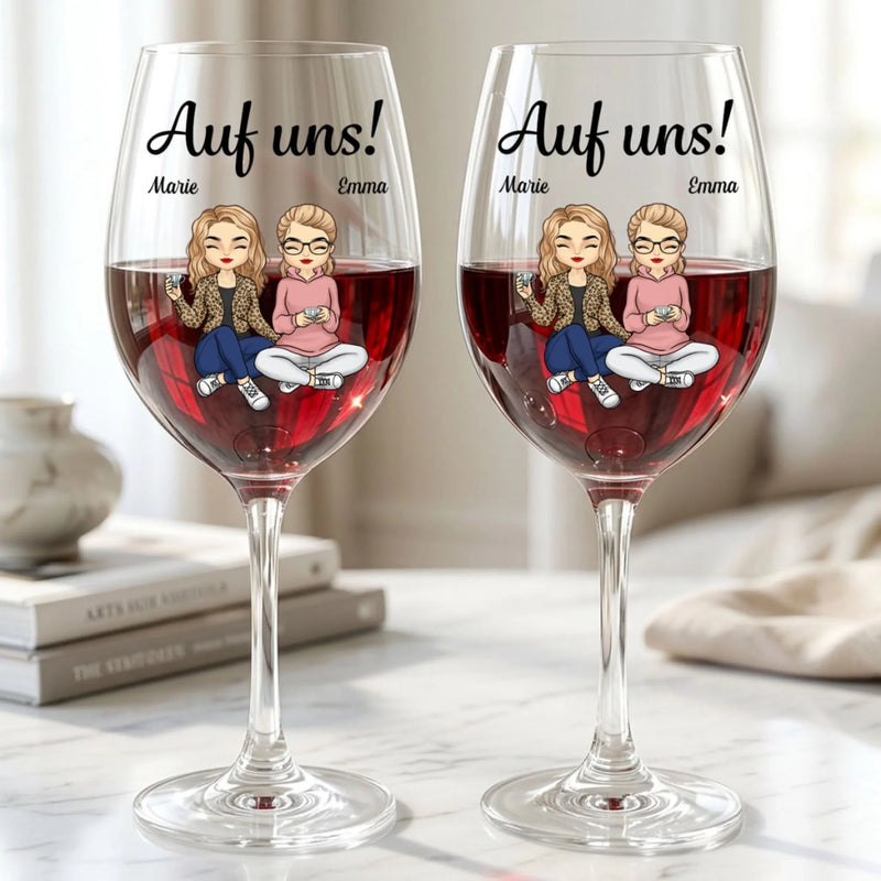 Personalisiertes Weinglas – Geschenk für Schwestern, Freundinnen – Mit Dir Ist Alles Besser