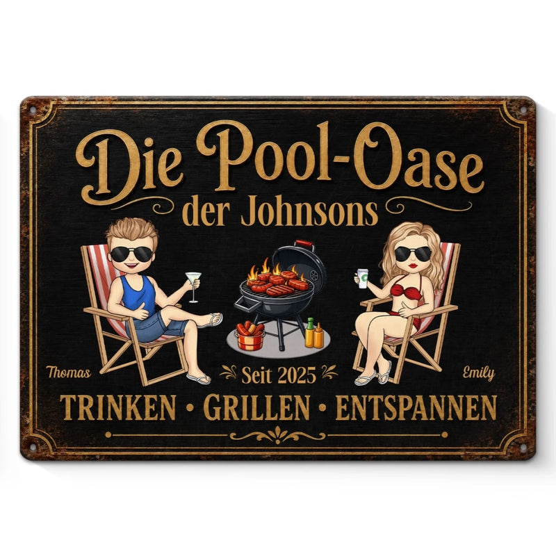 Personalisiertes Metallschild – Geschenk Für Paare – Campen, Grillen, Glücklich Sein