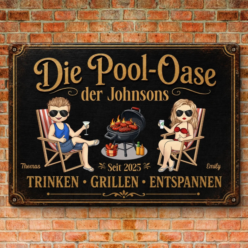 Personalisiertes Metallschild – Geschenk Für Paare – Campen, Grillen, Glücklich Sein