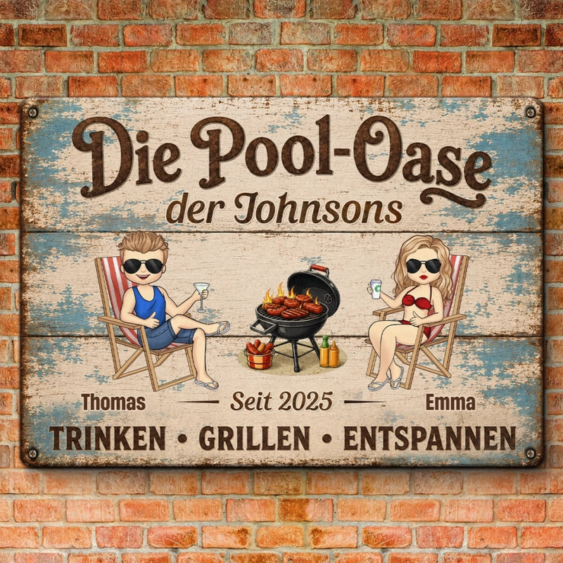 Personalisiertes Metallschild – Geschenk Für Paare – Urlaub Beginnt Hier