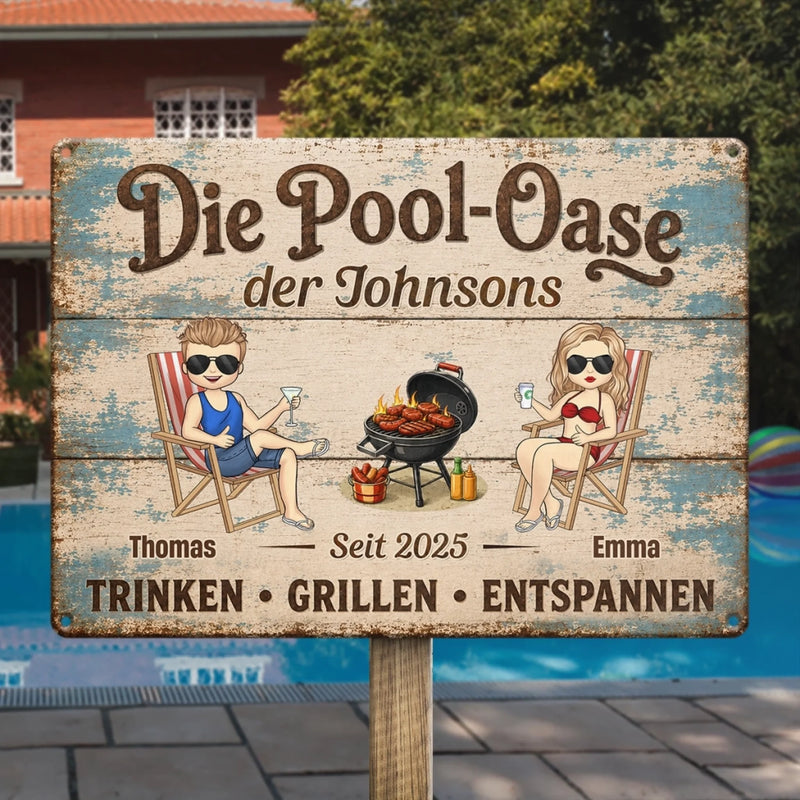 Personalisiertes Metallschild – Geschenk Für Paare – Urlaub Beginnt Hier