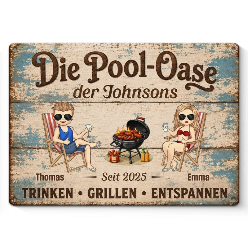 Personalisiertes Metallschild – Geschenk Für Paare – Urlaub Beginnt Hier