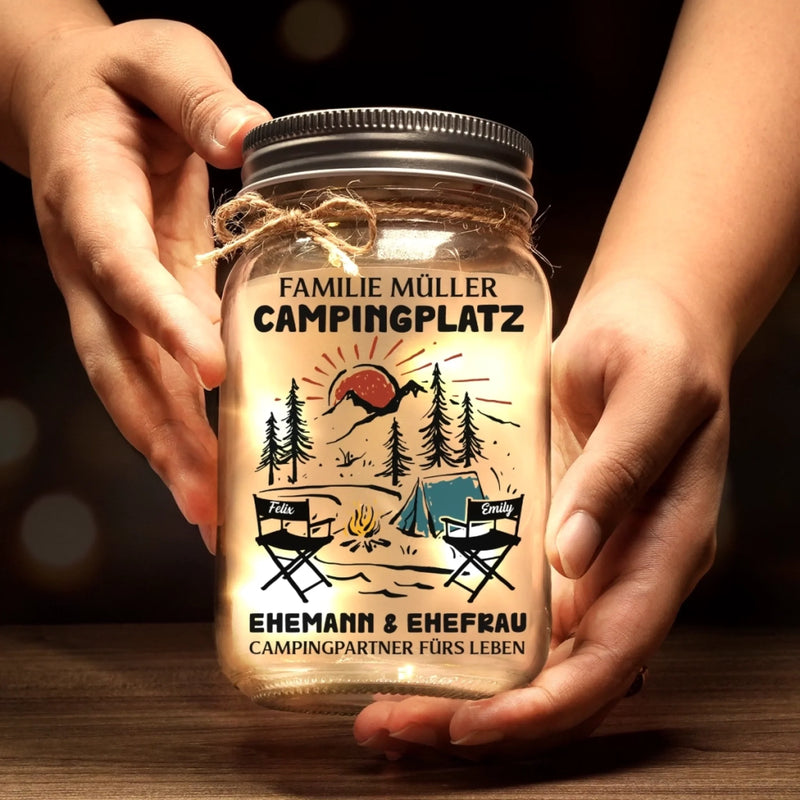 Personalisierte Mason-Jar-Licht - Geschenke Für Campingpaare - Zusammen ist unser Lieblingsplatz