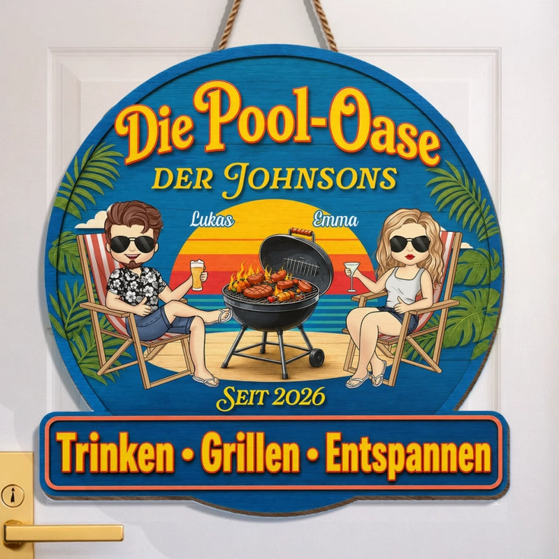 Personalisiertes Holzschild – Geschenk Für Paare – Hier genießen wir das Leben