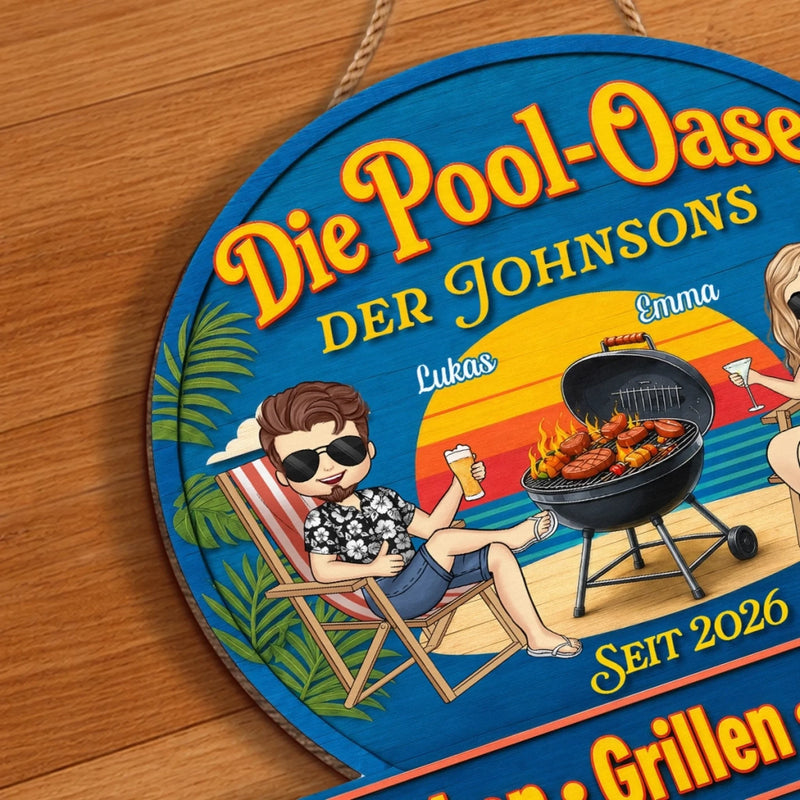 Personalisiertes Holzschild – Geschenk Für Paare – Hier genießen wir das Leben