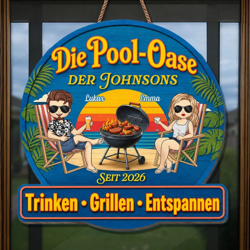 Personalisiertes Holzschild – Geschenk Für Paare – Hier genießen wir das Leben