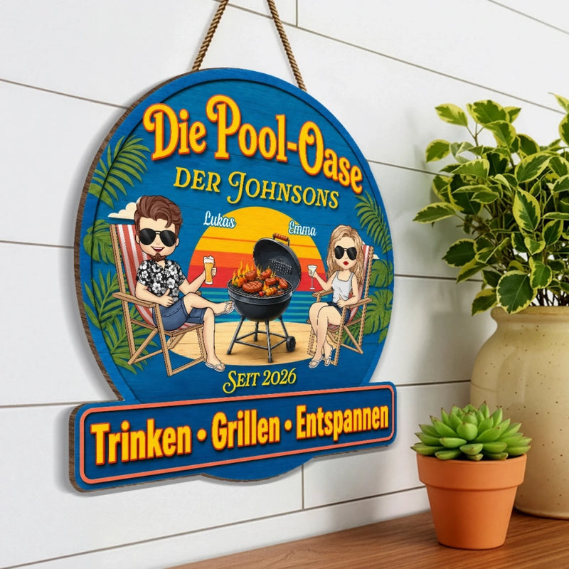 Personalisiertes Holzschild – Geschenk Für Paare – Hier genießen wir das Leben