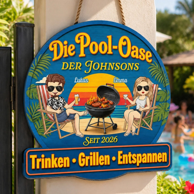 Personalisiertes Holzschild – Geschenk Für Paare – Hier genießen wir das Leben