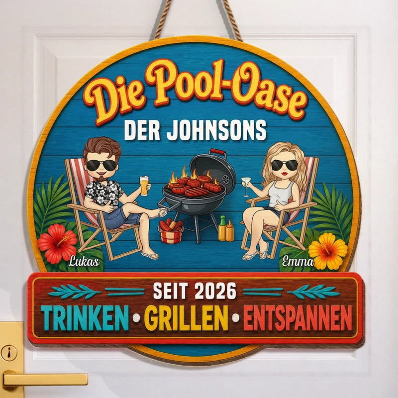 Personalisiertes Holzschild – Geschenk Für Paare – Hier beginnt der Urlaub