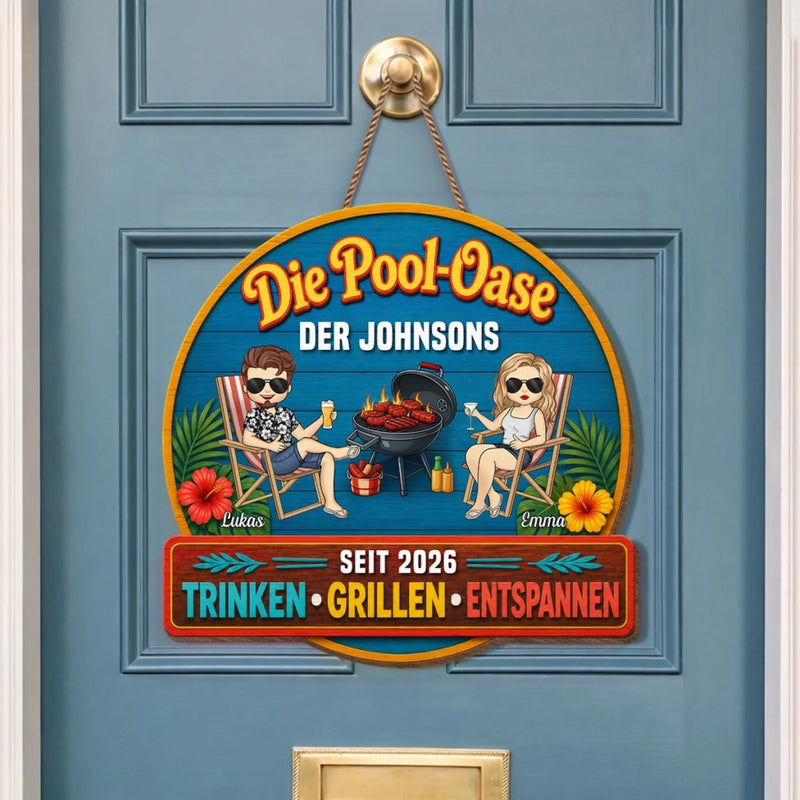 Personalisiertes Holzschild – Geschenk Für Paare – Hier beginnt der Urlaub