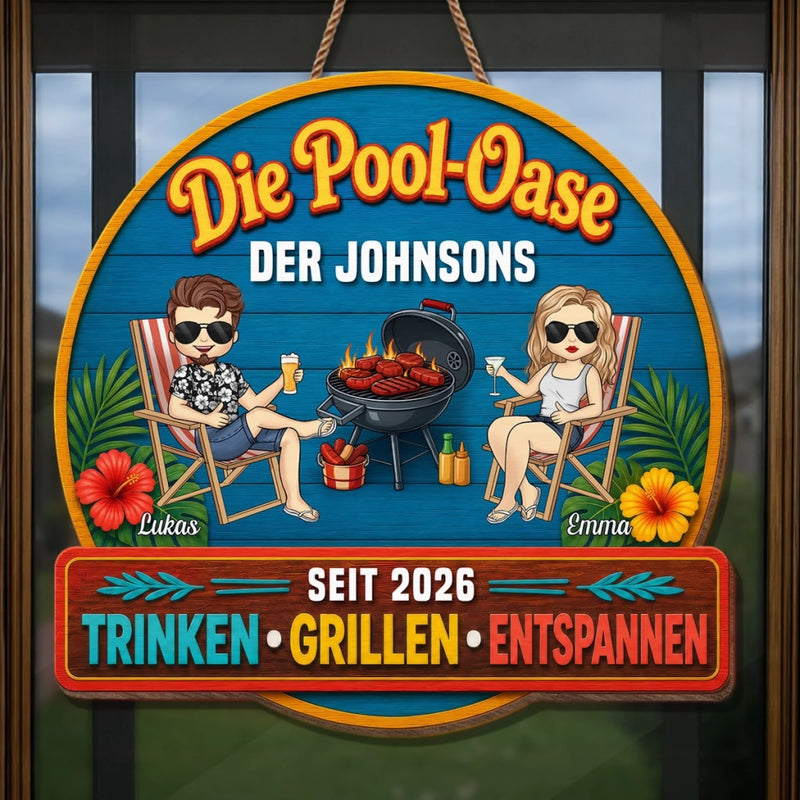 Personalisiertes Holzschild – Geschenk Für Paare – Hier beginnt der Urlaub