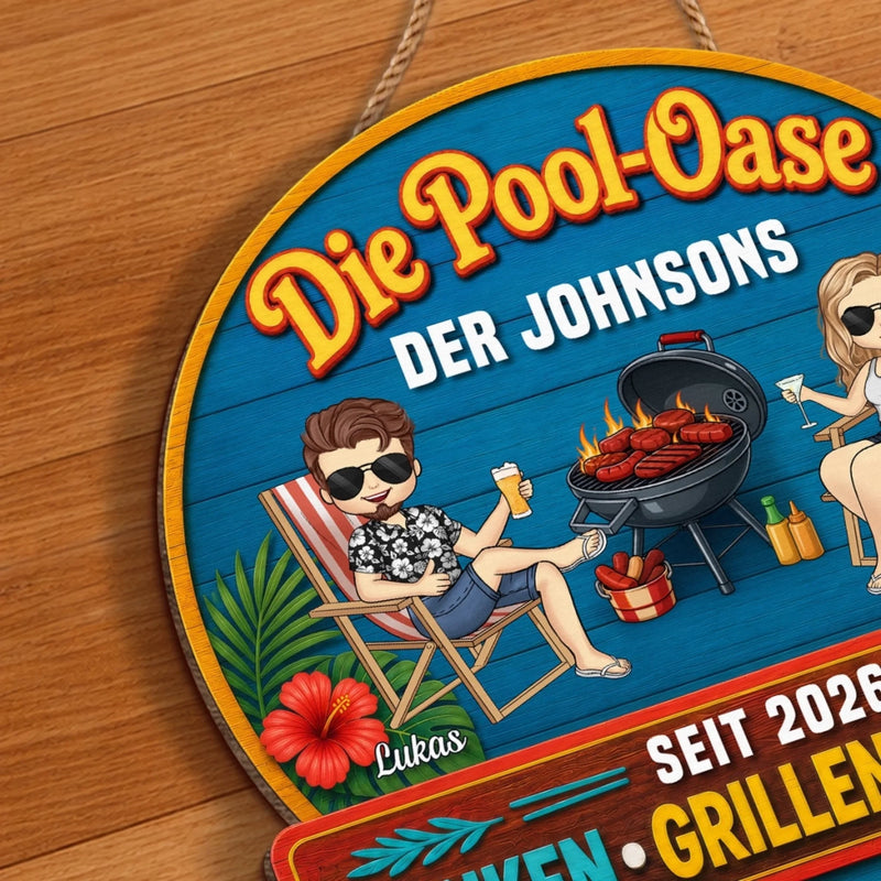 Personalisiertes Holzschild – Geschenk Für Paare – Hier beginnt der Urlaub