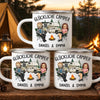 Personalisierter Emaille-Campingbecher – Geschenk für Campingpaare – Glückliche Camper