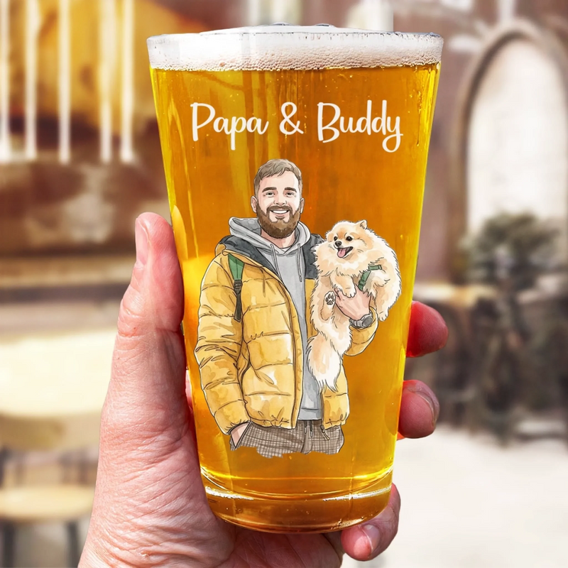 Personalisiertes Bierglas mit Foto – Geschenk für Hundebesitzer – Von Pfoten Empfohlen