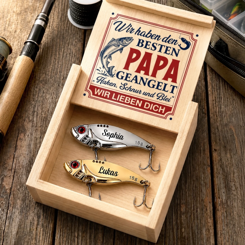 Personalisierte Angelköder – Geschenk für Opa, Papa – Leben, lieben, See genießen