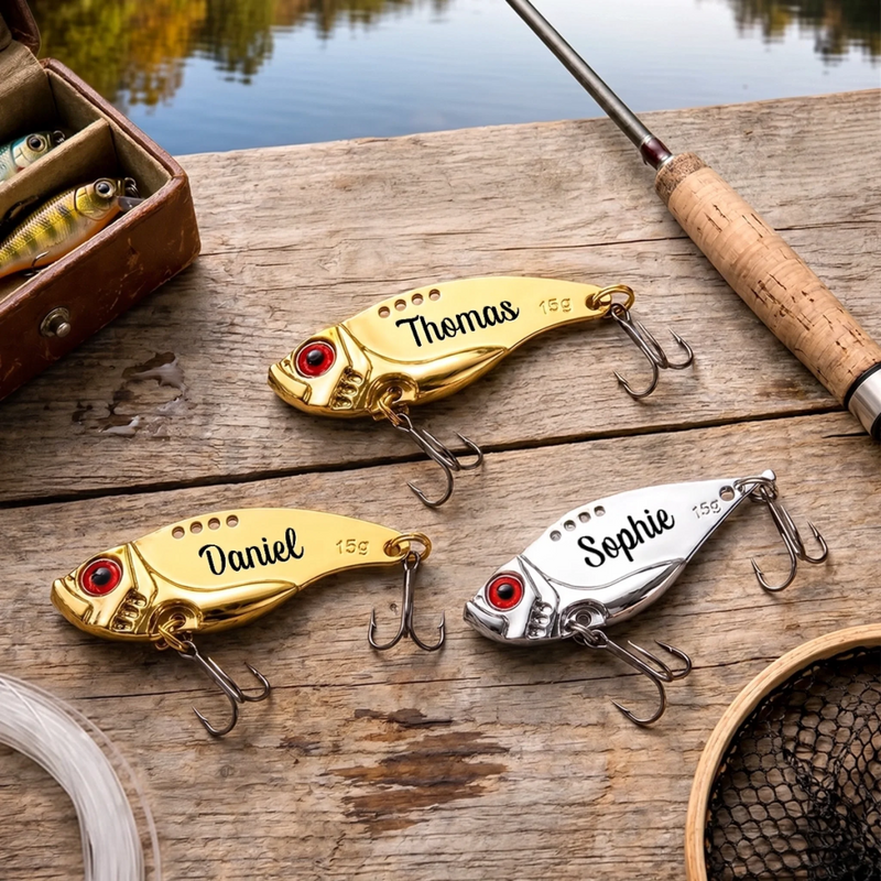 Personalisierte Angelköder – Geschenk für Opa, Papa – Glück ist ein Tag am See