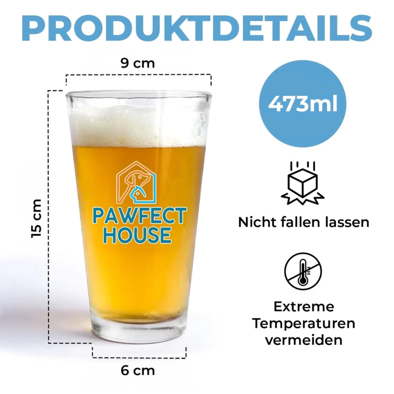 Personalisiertes Bierglas mit Foto – Geschenk für Hundebesitzer – Von Pfoten Empfohlen