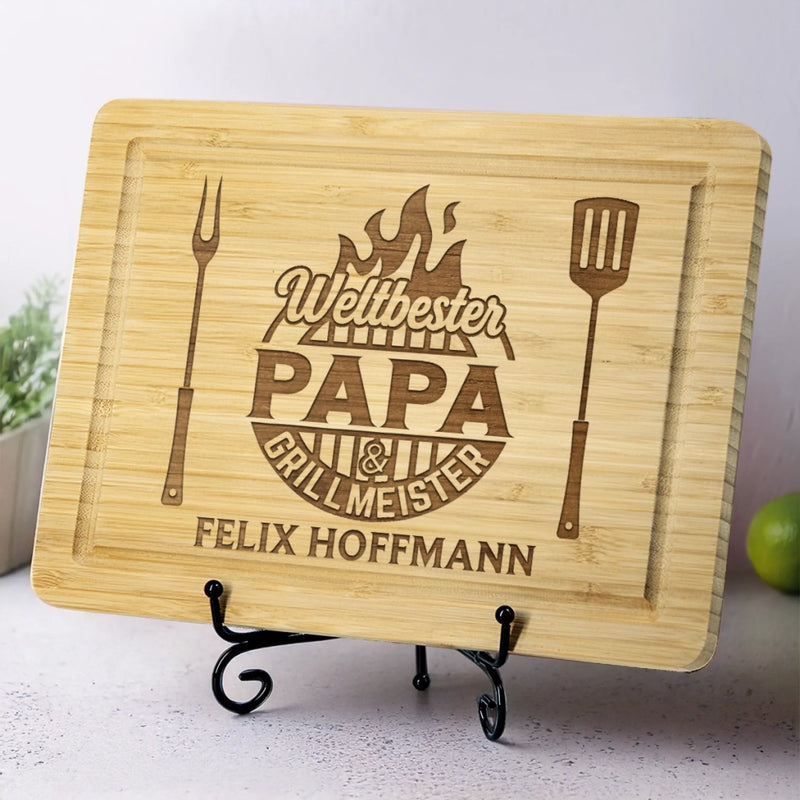 Personalisiertes graviertes Schneidebrett – Geschenk für Papa, Opa – Weltbester Papa