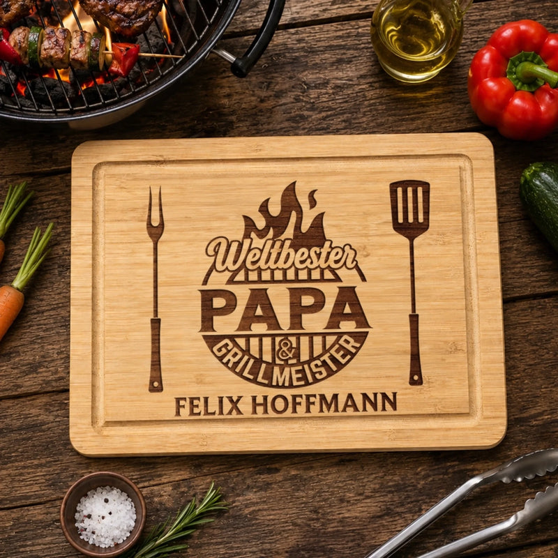 Personalisiertes graviertes Schneidebrett – Geschenk für Papa, Opa – Weltbester Papa