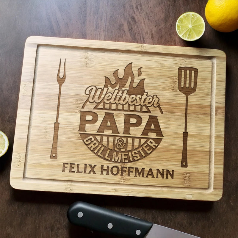 Personalisiertes graviertes Schneidebrett – Geschenk für Papa, Opa – Weltbester Papa