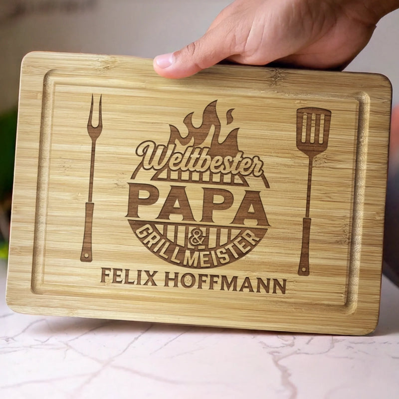 Personalisiertes graviertes Schneidebrett – Geschenk für Papa, Opa – Weltbester Papa