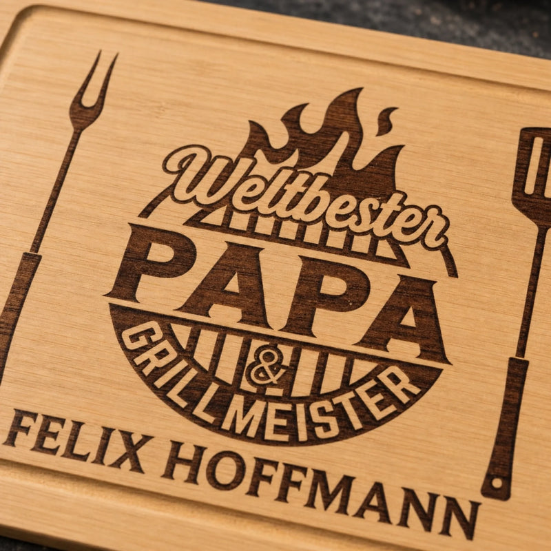 Personalisiertes graviertes Schneidebrett – Geschenk für Papa, Opa – Weltbester Papa