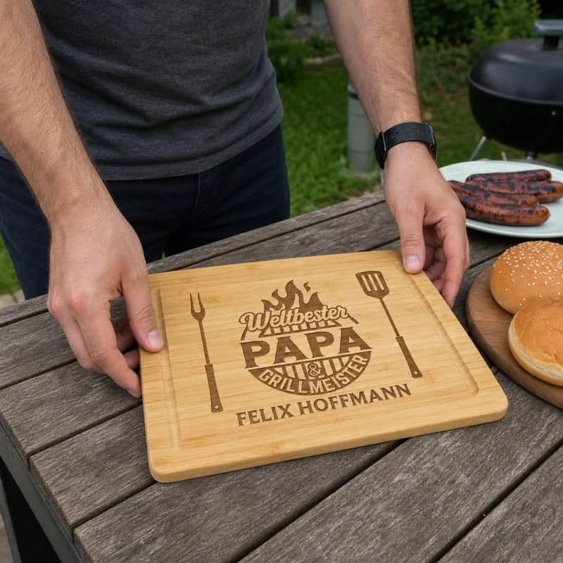 Personalisiertes graviertes Schneidebrett – Geschenk für Papa, Opa – Weltbester Papa