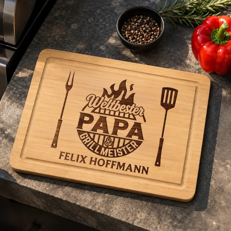 Personalisiertes graviertes Schneidebrett – Geschenk für Papa, Opa – Weltbester Papa