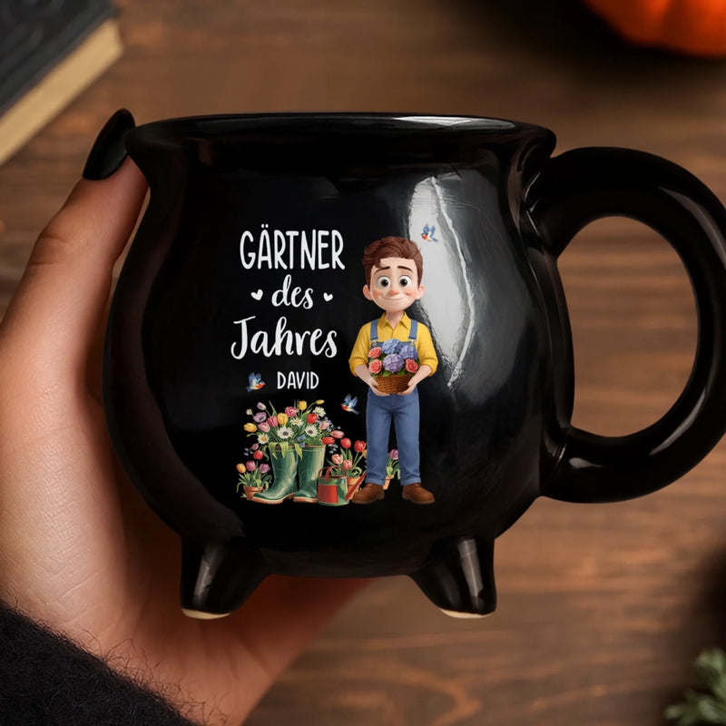 Personalisierte Kessel-Tasse - Geschenk für Gärtner, Gärtnerin - Gartenprofi des Jahres