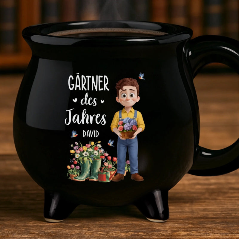 Personalisierte Kessel-Tasse - Geschenk für Gärtner, Gärtnerin - Gartenprofi des Jahres