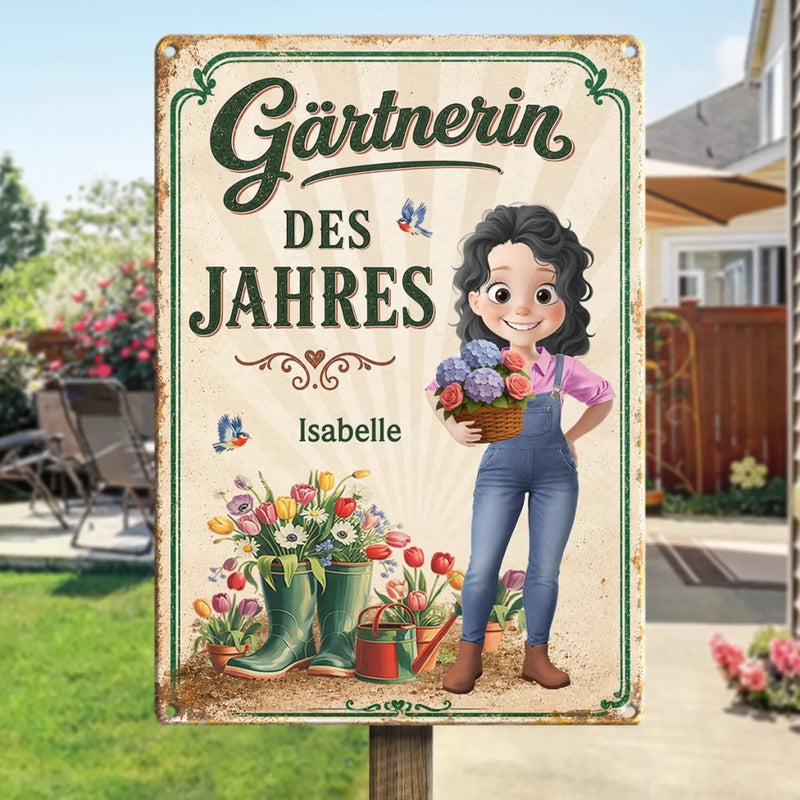 Personalisiertes Metallschild – Geschenk für Gärtnerin – Mit Liebe Gepflanzt