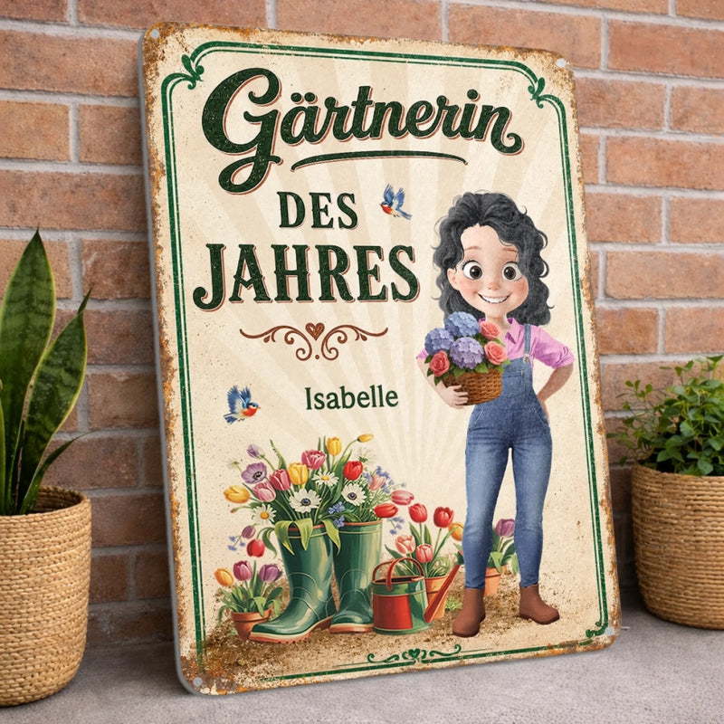 Personalisiertes Metallschild – Geschenk für Gärtnerin – Mit Liebe Gepflanzt
