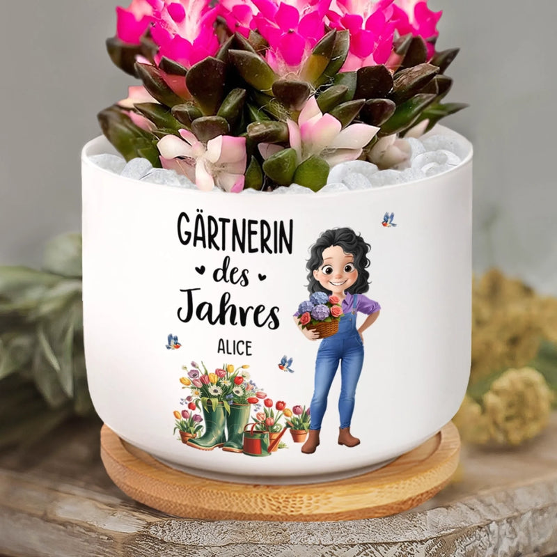 Personalisiertes Keramik-Blumentopf – Geschenk für Gärtnerin – Kleine Samen, Große Freude