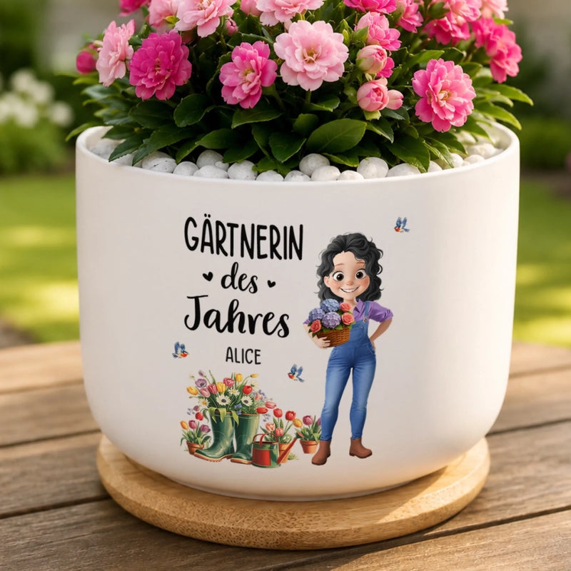 Personalisiertes Keramik-Blumentopf – Geschenk für Gärtnerin – Kleine Samen, Große Freude